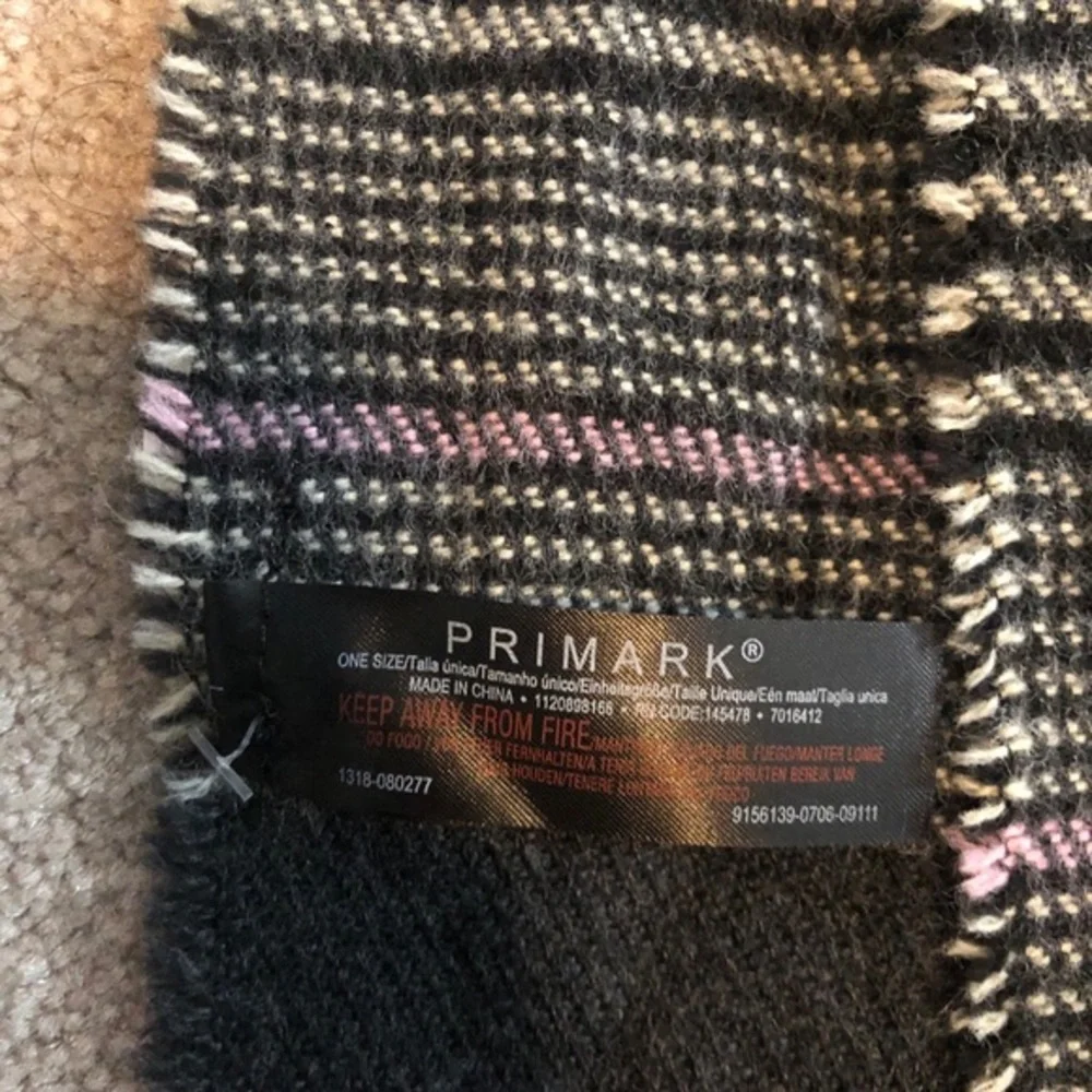 Primark Black, Gray, and Pink Plaid Scarf‎ NWT